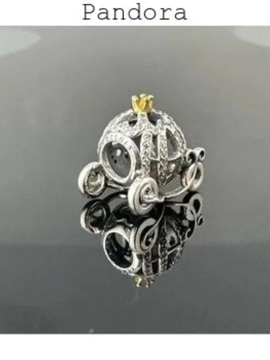Pandora Disney Cinderella Pumpkin Carriage 925 Ale with CZ Charm - Picture 5 of 5